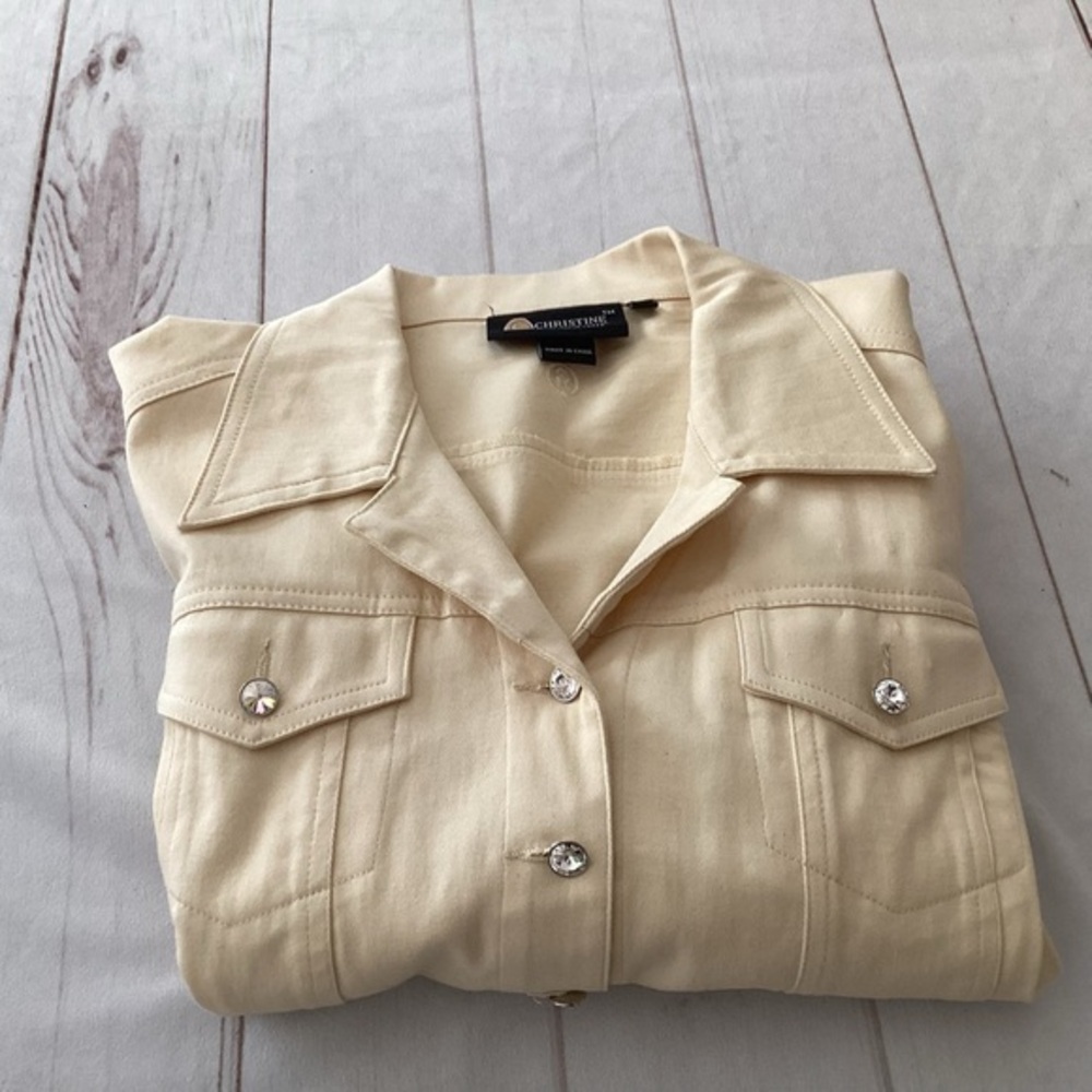 GUC..Yellow Denim Bling button Jacket Size Medium